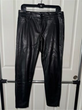 Women's Cuve Appeal Black Faux Leather Ponte Pants